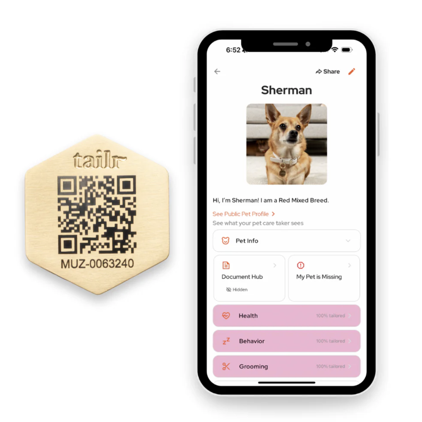 Tailr Pet Tailr Slide-On QR Code Pet ID Tag